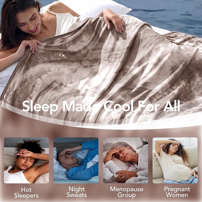 Cooling Blanket Queen Size 80"x88" for Hot Sleepers | Cold Summer Soft Blanket for Bed Couch and Travel Absorbs Heat Q-Max>0.35 Cool Lightweight Throw for Night Sweats Menopause