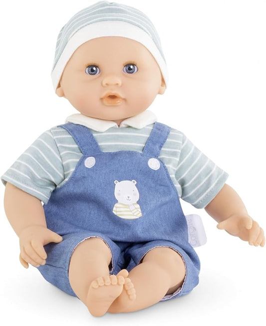 Corolle Bébé Calin Maud - 12" Soft Boy Baby Doll with Vanilla Scent, Blue Outfit & Sleeping Eyes for Girls Ages 18 Months+, Cute Reborn Realistic Baby Dolls for 2 Year Old Girls