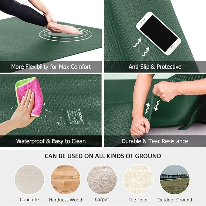 GXMMAT Large Yoga Mat 6'x4'/6'x6'/7'x5'(7mm/9mm), Extra Thick Workout Mats for Home Gym Flooring,Ultra Comfortable Non-Slip Quick Resilient Barefoot Wide Exercise Mat for Pilates,Stretching,Meditation