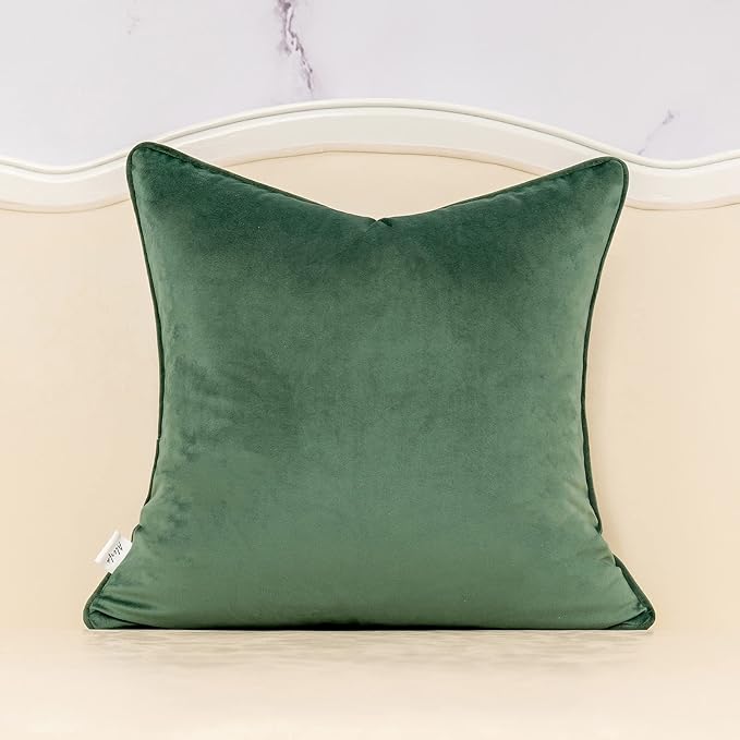 Alerfa 18 x 18 Inch Green Teal Square Maple Leaf Pillow Embroidery Cut Velvet Cushion Case Luxury Modern Lumbar Throw Pillow Cover Decorative Pillow for Couch Sofa Living Room Bedroom Car