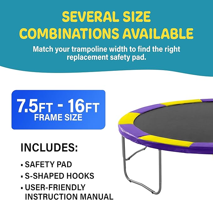 Machrus Upper Bounce Round Trampoline Replacement Safety Pad Spring Cover, Protective Accessories