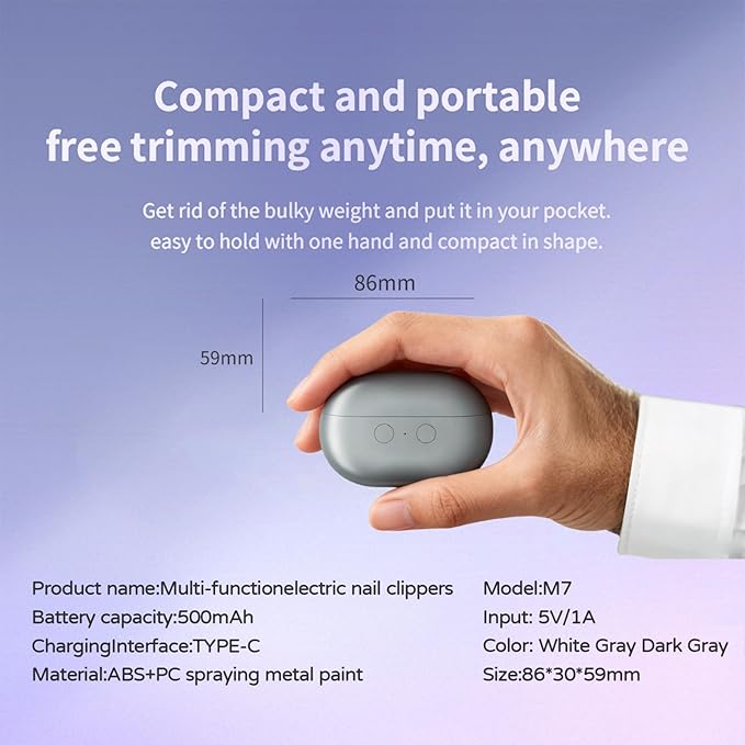 Easy Clip Nail Clippers,Electric Nail Clippers for Seniors,Upgraded 3 in 1 Automatic Electric Toenail Clippers for Thick Nails, Nail Care Tool with Led Light,for Seniors Kids Adults (White)