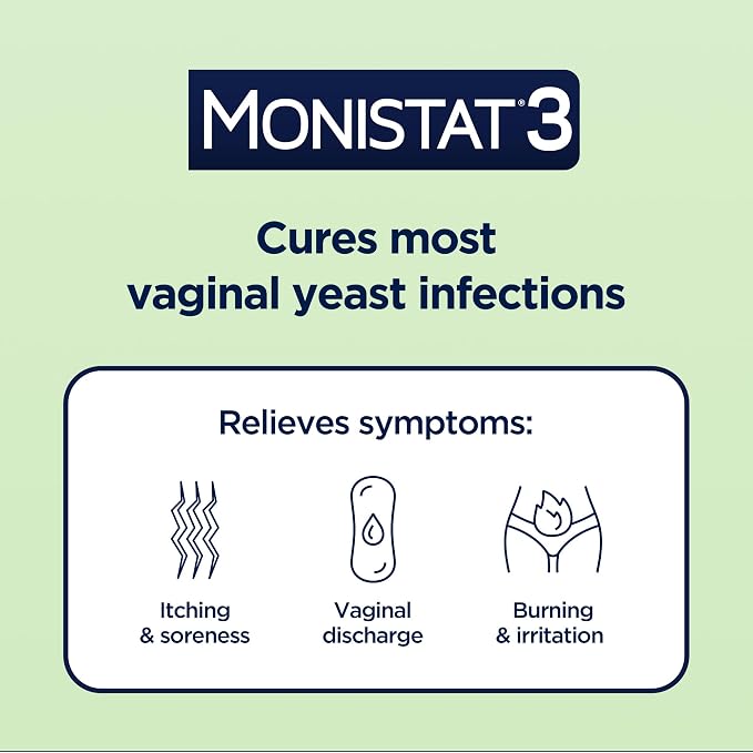 Monistat 3-Day Yeast Infection Treatment for Women, 3 Pre-Filled Miconazole Cream Applicators & External Itch Relief Anti-Itch Cream (9g Tube) Combo Pack, Regular Strength