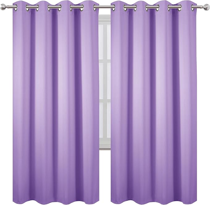 LEMOMO Lavender Thermal Blackout Curtains/52 x 72 Inch/Set of 2 Panels Room Darkening Curtains for Bedroom