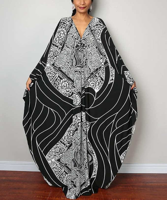 Venasha Womens Caftan Floral Print Kaftan Dress Short Sleeve Swimsuit Cover up Loungewear for Summer
