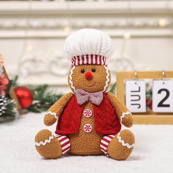 Christmas Gingerbread Man Plush Toy,Christmas Plush Stuffed Doll Gingerbread Boy Girl Cute Plush Pillow for Holiday Christmas Tree Gifts (Girl)