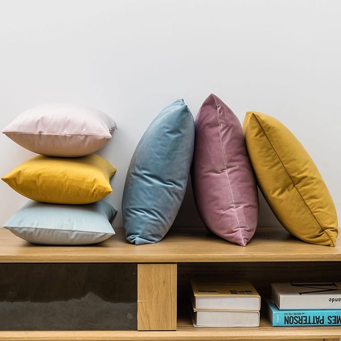 16x24 Velvet Throw Pillow Covers Set of 2 for Couch Bed Sofa,Powder Blue | Decorative Soft Pillow Covers with Invisible Zipper for Couch Sofa Bed Living Room Bedroom Home Decor