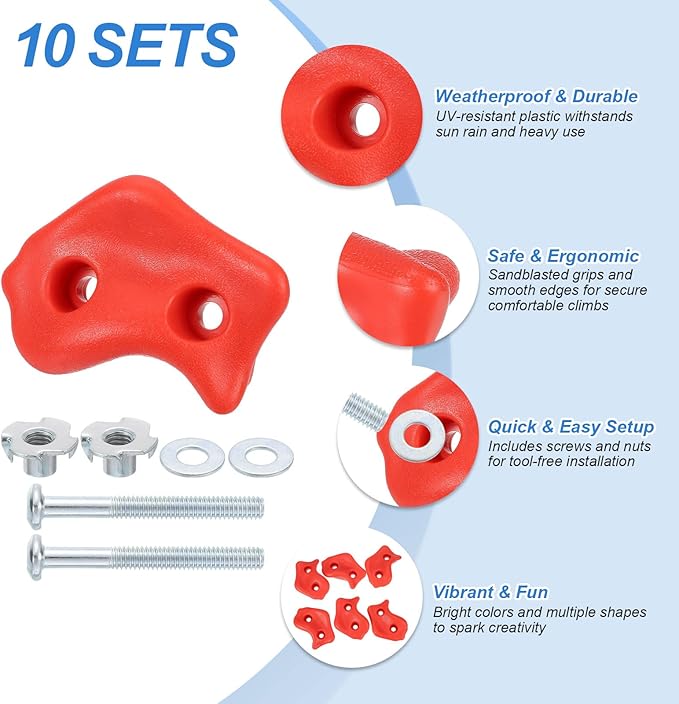 PATIKIL Climbing Rock Wall Grips Play Set Climber Attachments with Double Hole for Playground Accessory Indoor Outdoor