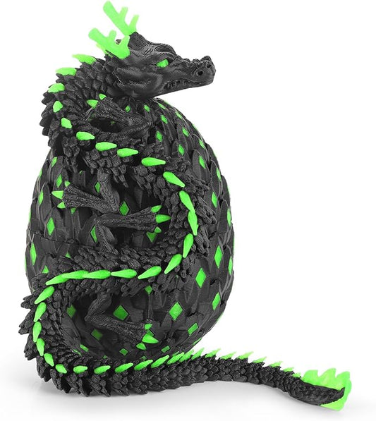 12-inch 3D Printed Dragon Eggs, Glow in The Dark Fidget Toys for Kids & Adults, for Home Office Desk Decor (Dark Green, Pcs, 1)