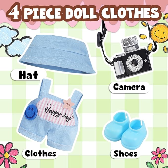 17 cm Cute Doll Clothes Design Outfit Blind Mystery Box Accessories Mini Stuff Dress Overalls Hoodie Pajamas Blue