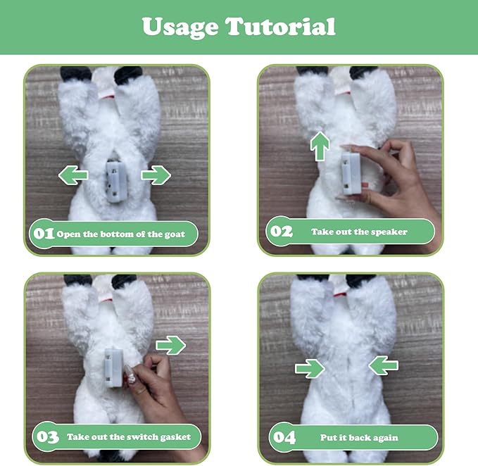 Screaming Lying White Goat with Bell Plush Animal Toy 11in, Realistic Screaming Goat Plush Toy, Cute and Funny White Goat Animal Plushies Model Gift Collection for Kids
