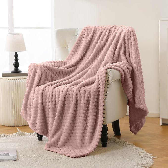 Bnuitland Pink Flannel Throw Blanket (50X40 inches), 300 GSM Fleece Cozy Warm Soft Lightweight Bed Sofa Blanket for Babys and Pets, Suitable for All Seasons