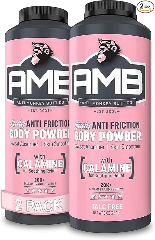 Anti Monkey Butt Body Powder for Women - Talc-Free Anti Chafing Powder for Sweat, Friction, & Itch Relief - Calamine Body Powder for Thigh Chafing, Skin Irritation, & Odor Control - 8 oz (2 Pack)