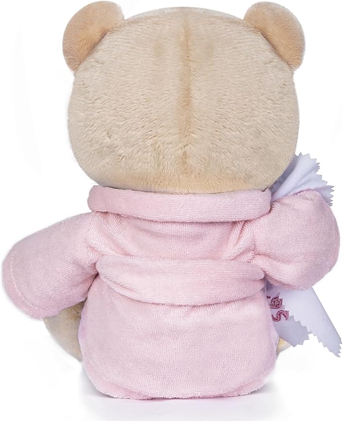 My OLi 9" Teddy Bears Cloth Bear Stuffed Animal Plush Toys Bear Dressed in Bathrobe with Soothing Towel “Get Well Soon” Sleeping Soft Toy Bedtime Gifts for Baby Kids Girls Boys，Pink