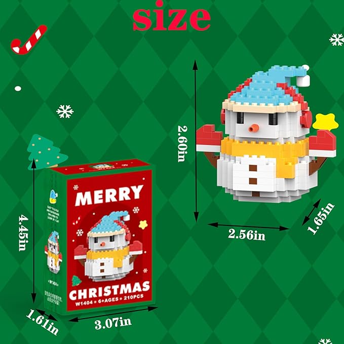 Christmas Building Blocks Compatible for Lego Christmas Snowman Micro Blocks Stacking New Toys Holiday Present Box New Year Gifts for Kids Ages 6+ Boys and Girls(Snowman)