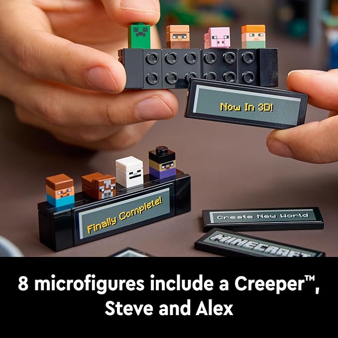 LEGO Minecraft The Crafting Table, Collectible Video Game Building Set with Minecraft Figures, Mobs and Biomes, 15 Year Anniversary Model, Build and Display Minecraft Gift for Adults, 21265