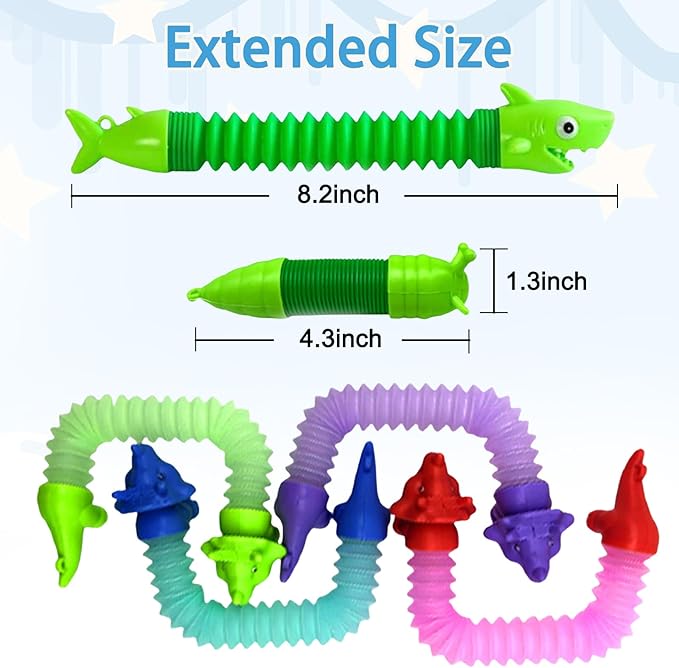 Pop Tubes Fidget Toys 24 Pcs,Party Favors Supplies Birthday Gifts for Kids Adults,Easter Basket Goodie Bag Stuffers,Sensory Toys for Anxiety ADHD Stress Relief,Treasure Box Toys Classroom Prizes