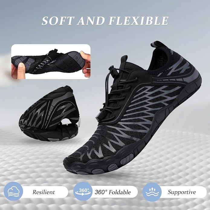 Barefoot Shoes for Women & Men, Grounded Walking Hiking Barefoot Shoes, Wide Toe Box Non-Slip Water Athletic Footwear, Comfortable Vitality Barefoot Footwear, Trail Running Sneakers Unisex