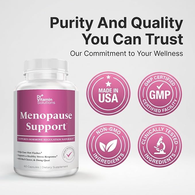 Menopause & Perimenopause Supplements for Women - Hot Flashes Relief | Black Cohosh, Dong Quai, Red Clover, Sage, Vitex & Soy Isoflavones, 60 Capsules, Night Sweats, Mood, Hormone Balance, Non-GMO