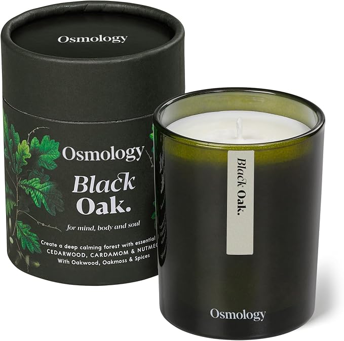 Black Oak Aromatherapy Candle – Bergamot, Cardamom & Oakmoss Scented Candle, Plant-Based Wax, 7 oz, 45 Hour Burn Time, Warm & Woody Candle