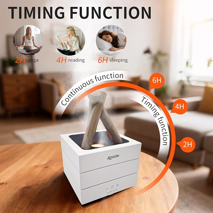 Campfire Flame Fire Diffuser, Bonfire Aromatherapy Essential Oil Diffuser, 280ML Ultrasonic Mist Humidifier with Remote, 7-Color LED, Timer, Auto Shut-Off for Bedroom, Office, Yoga, Gifts