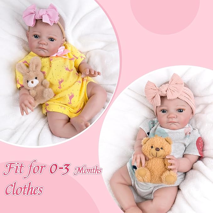 Aori Reborn Baby Dolls Lifelike - Realistic Life-Size 20 Inches Newborn Baby Doll Girls with Poseable Limbs and Feeding Kit Included, Nice Gift for Kids 3+