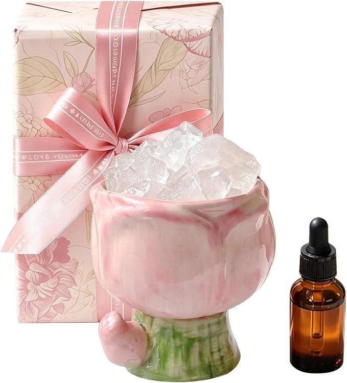 Tulip Crystal Stone Aroma Diffuser,Aromatherapy Diffuser for Home, Bathroom, Office, Home Decor,Perfect for Meditation Reflection Bedroom Decoration (The Scent of Little Freesia)