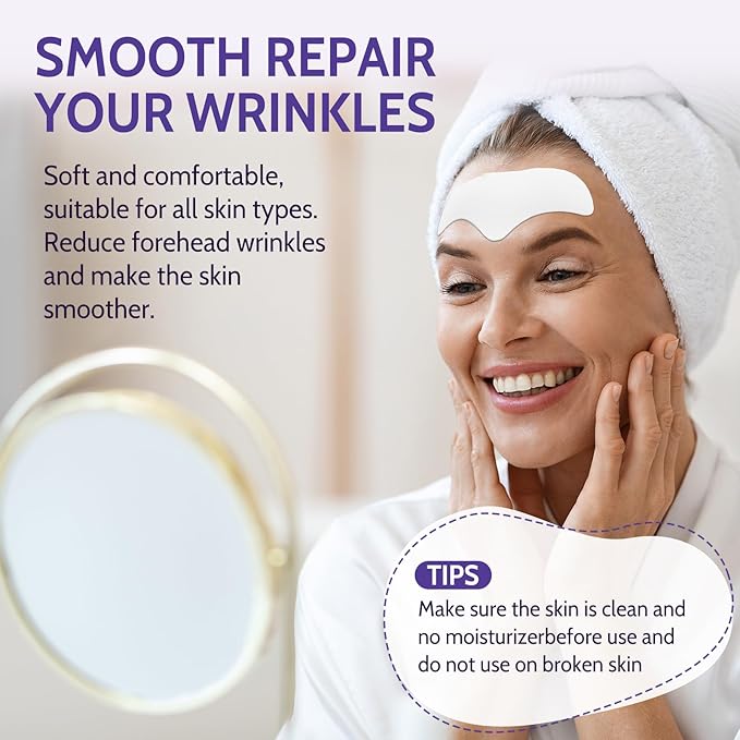 Forehead Wrinkle Patches - 12 Pcs Collagen Anti-Aging Face Patches for Frown Lines Treatment, Overnight Facial Wrinkle Reducer with Hyaluronic Acid & Vitamin E, Smooth Fine Lines & Forehead Wrinkles