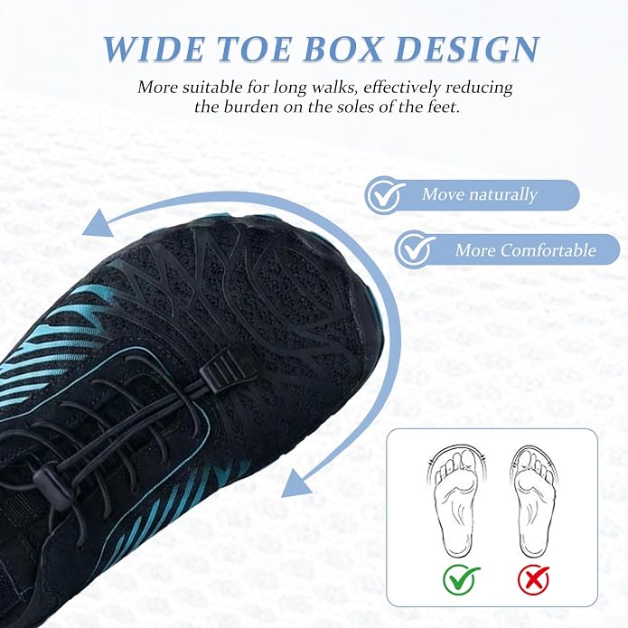 Barefoot Shoes for Women & Men, Grounded Walking Hiking Barefoot Shoes, Wide Toe Box Non-Slip Water Athletic Footwear, Comfortable Vitality Barefoot Footwear, Trail Running Sneakers Unisex