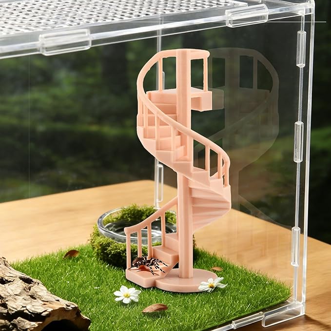 Mini Spiral Staircase Climber,Jumping Spiders Spinning Stairs,Spiderweb Spiral Stair,Climbing Set with Magnetic Mount for Jumping Spider Enclosure Accessory Decoration ﻿