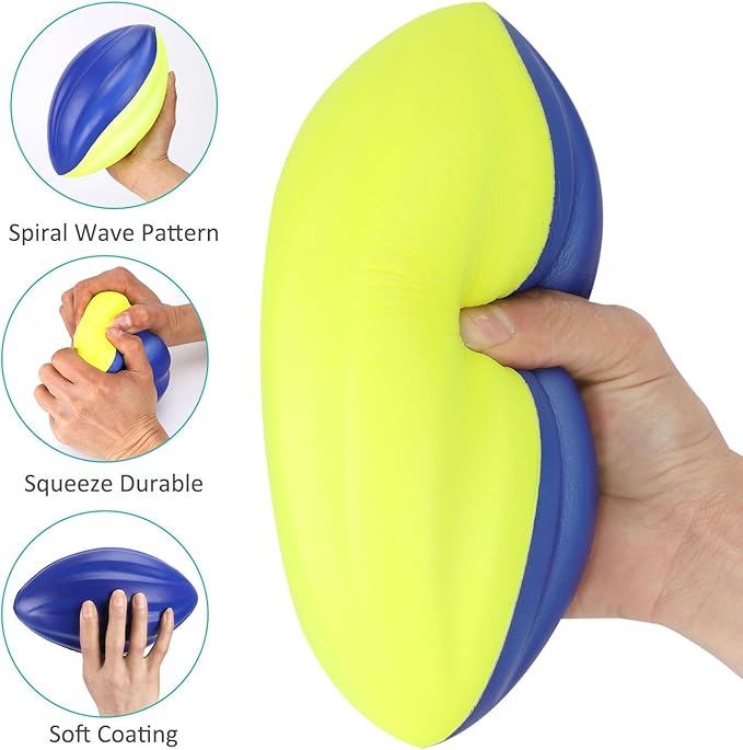 8.5" Foam Spiral Football PU Coated High Density Soft Balls, Set of 3, for Kids Sports Training Practice Indoor Outdoor Play