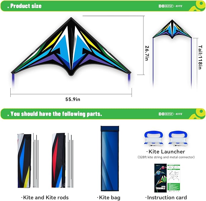Delta Kite for Kids & Adults, Extremely Easy to Fly Kite, Suitable for Family outings, Outdoor Games and activitie