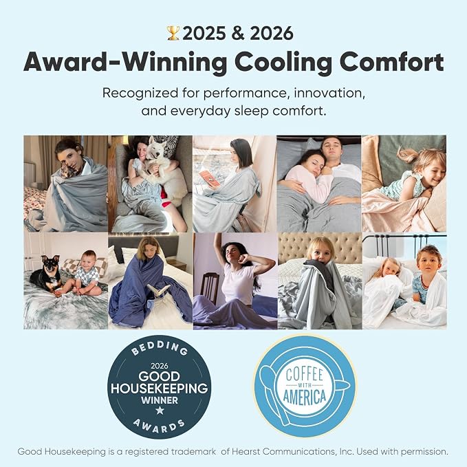Elegear Revolutionary Cooling Blanket Queen Size Absorbs Heat, Keep Adult/Children/Babies Cool on Warm Nights, Japanese Q-Max>0.4 Arc-Chill Cooling Fiber, Summer Blanket for Night Sweat - Beige,Adult | Q-Max>0.5 Cooling Fabric, Absorbs Heat to Keep Bod...