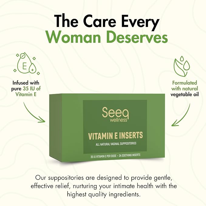 Vitamin E Suppositories - Vaginal Dryness and Iritation Relief - Menopause Support - All Natural Feminine Care - 35 IU - 24 Count