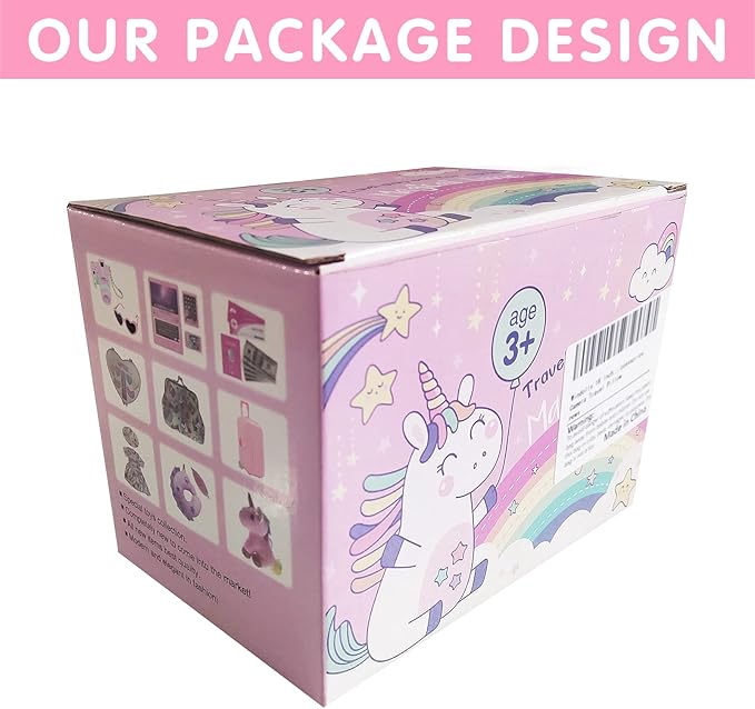 18 Inch Doll Suitcase Travel Luggage Play Accessories, Doll Clothes Accessories Carrier Storage Set, Case, Hat, Sunglasses, Camera, Pillow, Toy Pet