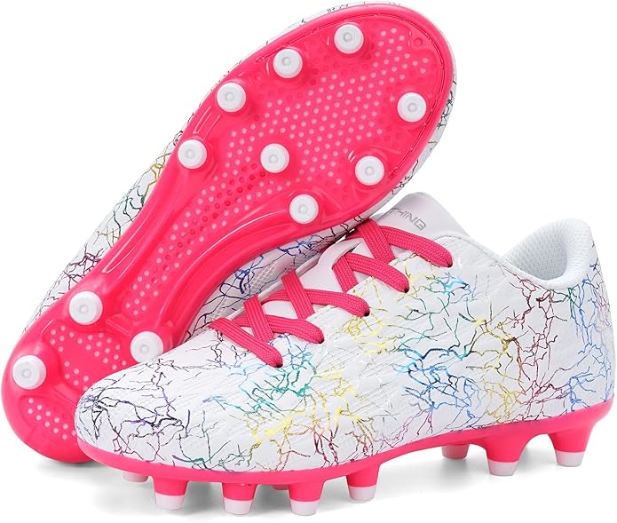 Grils Boys Soccer Cleats Youth Firm Ground FG Football Shoes Lightweight Breathable Outdoor Trainning Sport Shoes for Little/Big Kids
