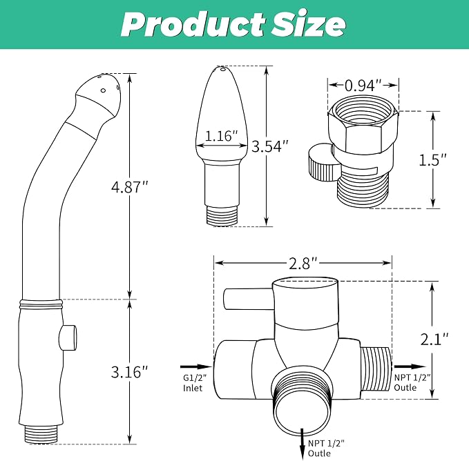 Shower Enema System with 100 Inches Hose, Water Control Valve, and Diverter, Douche Colonic Cleanse Kit for Most Shower Systems (Chrome)