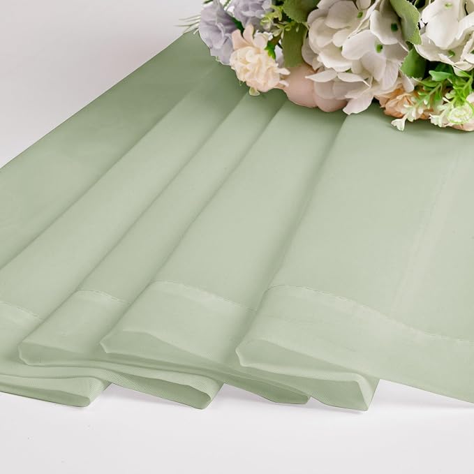 OWENIE Sheer Curtains 72 Inches Long 2 Panels Set, Light Filtering Sheer Curtain Rod Pocket Clear Drapes for Living Room Bedroom Window Sliding Door, Each 42 x 72 Inch, Light Green
