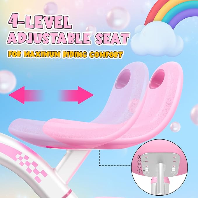 Toddler Tricycle for 1-3 3-5 Year Olds, 2 3 4 5 Year Old Girl Birthday Gifts, Pink Toddler Baby Bike, Outdoor Riding Toys for Ages 2-4, 4-Level Adjustable Seat, 3 Color Light Wheels, 2 Baskets