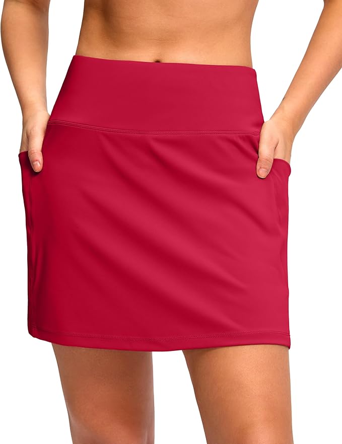 Women's Golf Skirts Skort 4 Side Pockets High Waisted Stretchy Tennis Skirt | Silky Soft, Lightweight, Breathable, Built-in Mesh Shorts, High Waisted, Elastic waistband, Moisture-Wicking, Athletic