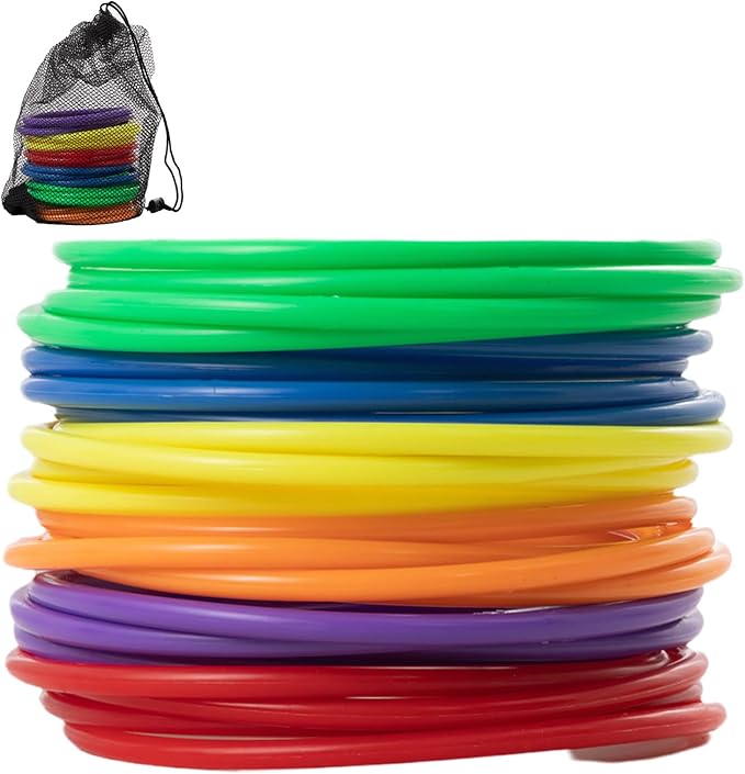 Generic 24 Pcs Multicolor Plastic Ring Toss Game for Kids and Outdoor Toss Rings for Speed and Agility Practice Game