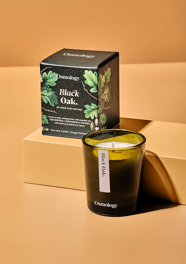 Black Oak Aromatherapy Candle – Bergamot, Cardamom & Oakmoss Scented Candle, Plant-Based Wax, Mini 2.8 oz, 15 Hour Burn Time, Warm & Woody Candle
