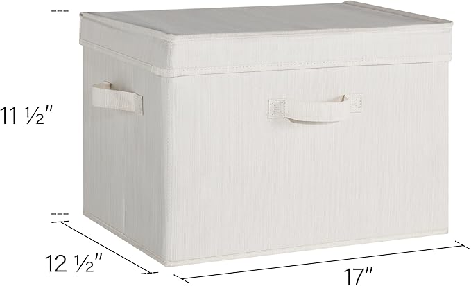 StorageWorks Closet Storage Bin with Lids, Decorative Storage Boxes with Handles, Fabric Storage Bins for Clothes, Jumbo, Mixing of Beige, White & Ivory, 2-Pack | Flip-Top Lid, 3 Handles, Collapsible, Stackable, for Clothes Blankets, Multi-Purpose, Jum...