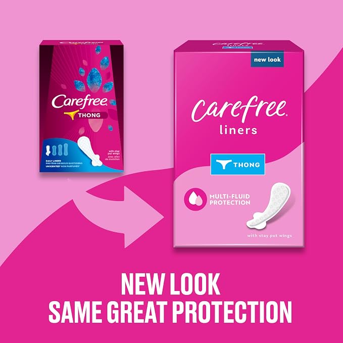Carefree Panty Liners Extra Long 93ct and Thong Liner 49ct (Packaging May Vary)