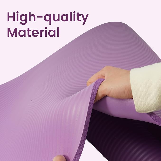 Peekabu 1 or 1/2 Inch Yoga Mat Thick Exercise Workout Mat with Extra Carry Strap Non-slip Fitness Mat Gym Pilates Mat for Stretching & Floor Home Workout Outdoor Training