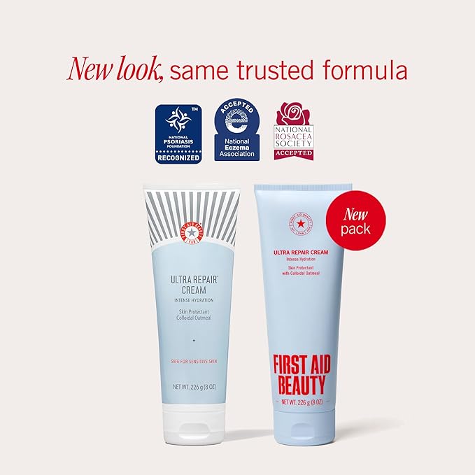 First Aid Beauty - Ultra Repair Cream - Intense Hydration Face & Body Moisturizer - Whipped Colloidal Oatmeal Clinically Proven to Strengthen Skin Barrier in 7 Days - Helps Relieve Eczema, 8 oz