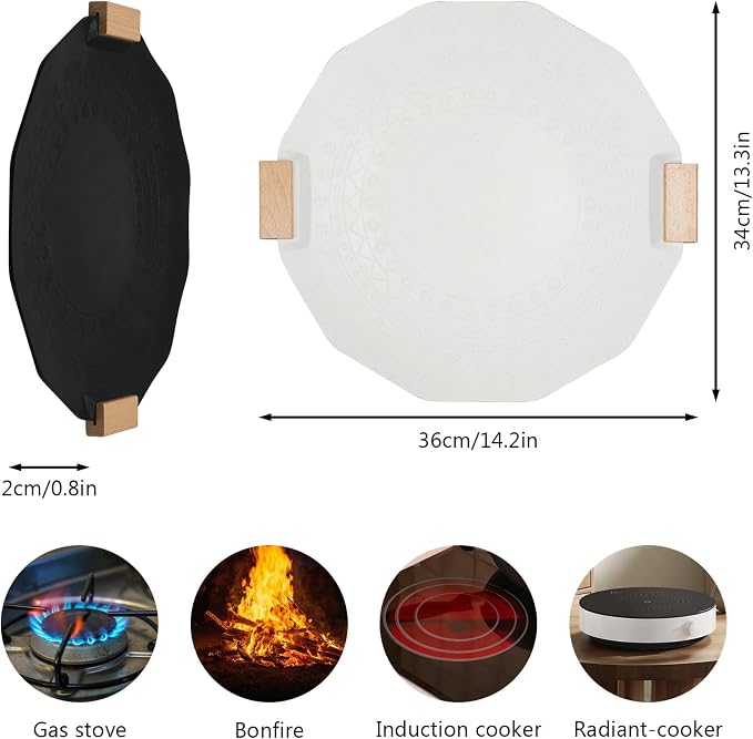 Outdoor Camping Card Stove Barbecue Pan Smokeless and Non Stick Barbecue Pan Electromagnetic Stove Gas Stove Dual Purpose Barbecue Pan (Black)