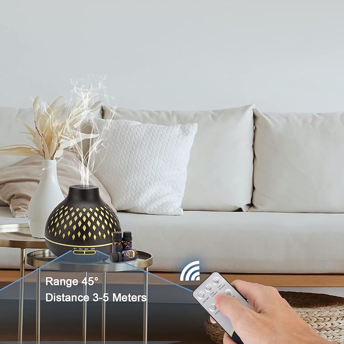 SPLITSKY 400ML Essential Oil Diffuser，Electric Remote Control Aroma Air Home Humidifier,Waterless Auto-Off,10 Hours Quiet Operation,Timer,7 LED Light Colors,for Bedroom, Home.