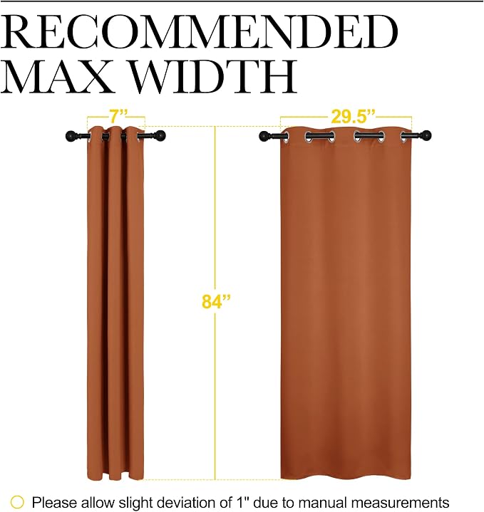 NICETOWN Halloween Blackout Draperies Curtains for Girls Room, Nursery Essential Thermal Insulated Grommet Top Blackout Panels (Burnt Orange, 1 Pair, 34 x 84 inches)