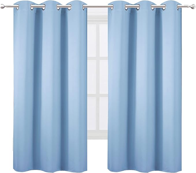 LEMOMO Sky Blue Thermal Blackout Curtains/38 x 63 Inch/Set of 2 Panels Room Darkening Curtains for Bedroom